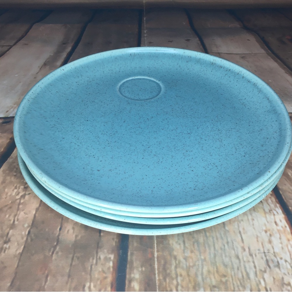 Set of 4 MCM 1960s Laurel of California Holiday Luncheon Plates Robins Egg Blue